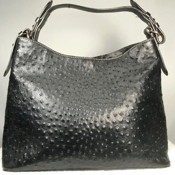 Dooney & Bourke Ostrich Leather Cooper Hobo Purse - Picture 3 of 16